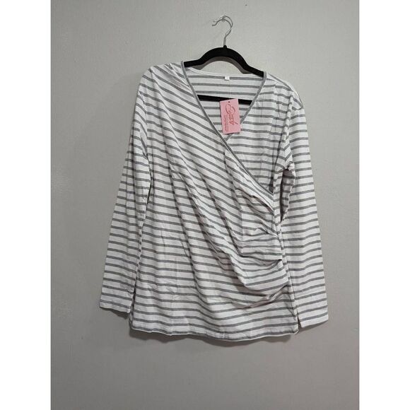 Sweet Bump striped gray long sleeve shirt size Large - Picture 1 of 4